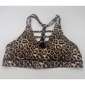 ZYIA ACTIVE Leopard Print Sports Bra XL Brown Black